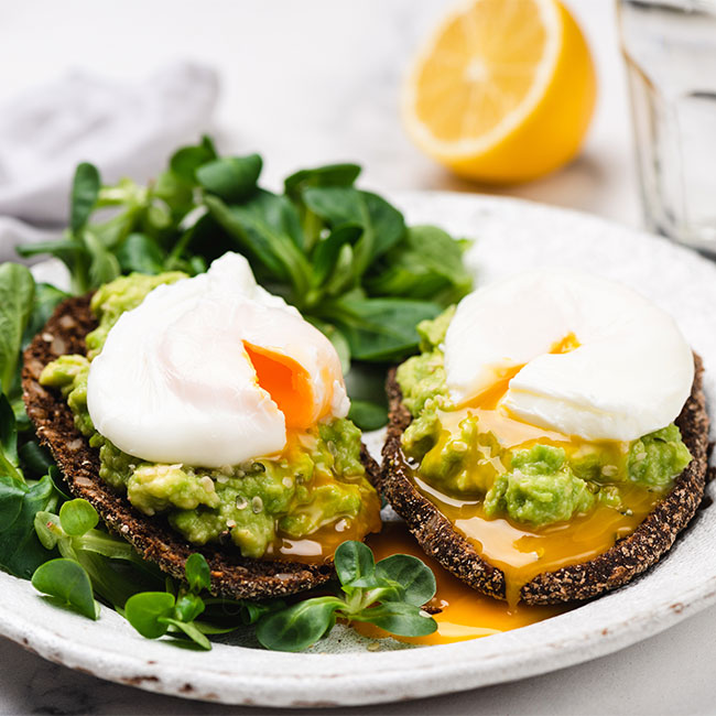 avocado toast with poached eggs