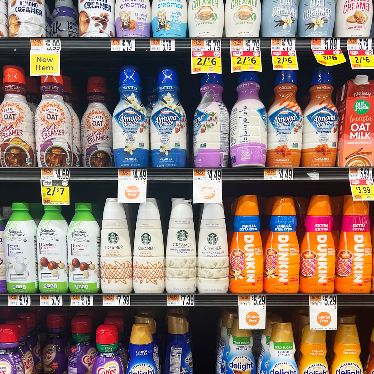 creamer aisle at grocery store