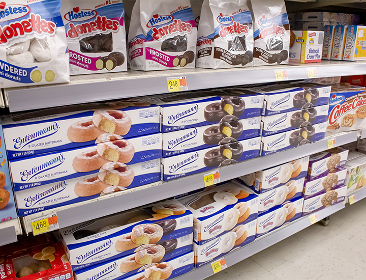 Packaged donuts aisle