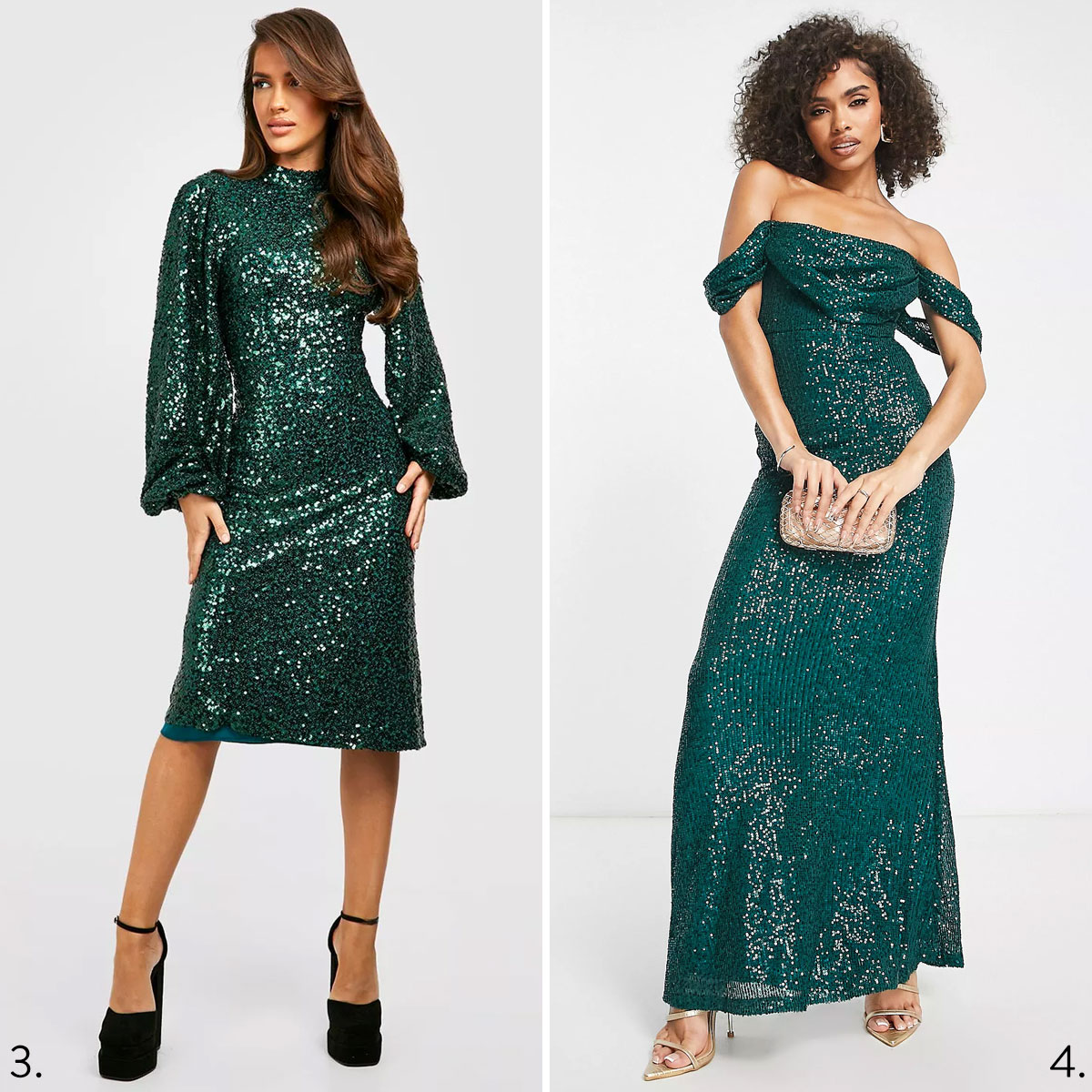 sequin green party dress Boohoo Asos