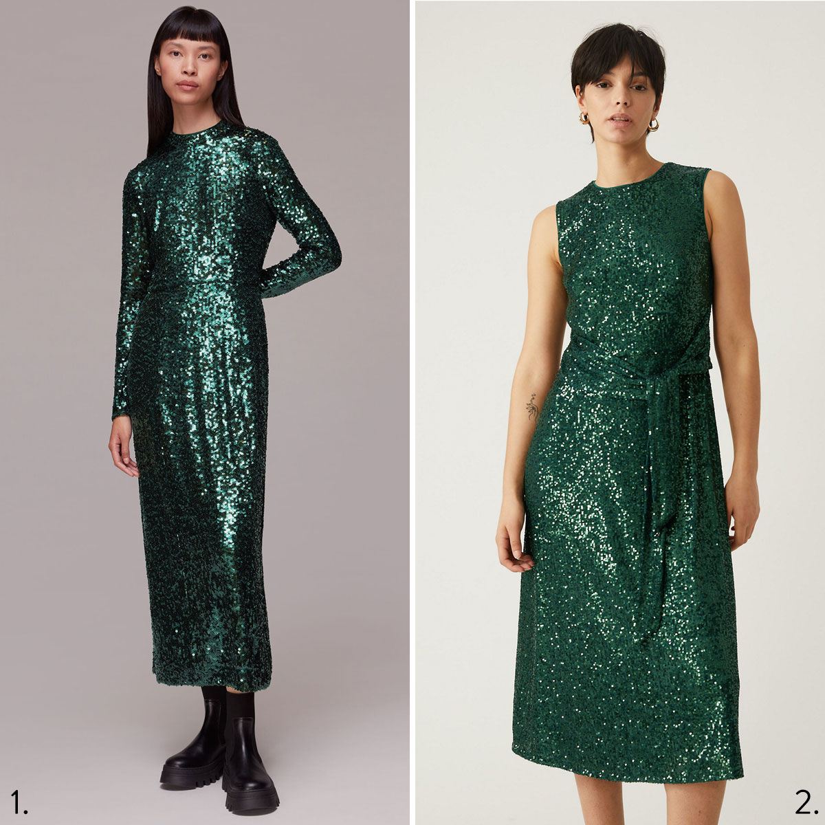 sequin green dress Whistles Marks and Spencer