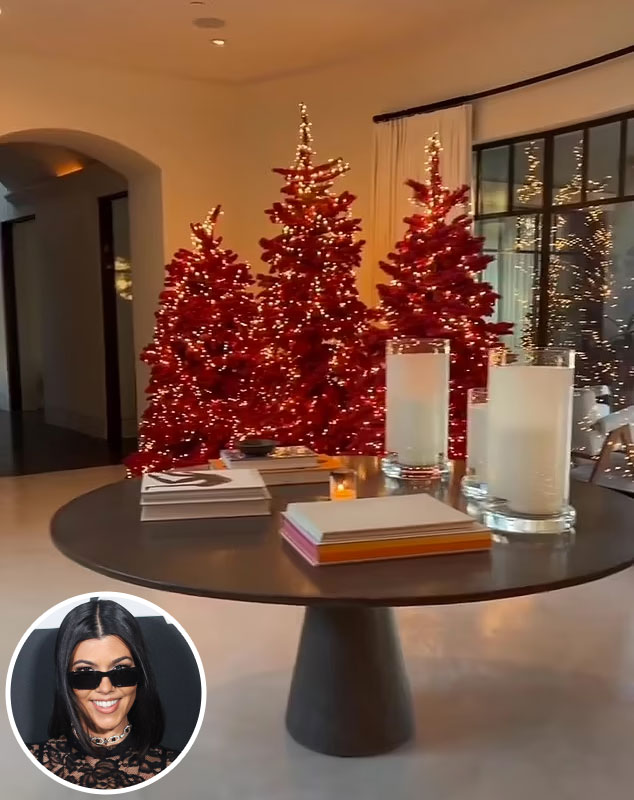 Kourtney Kardashian red Christmas trees 2022