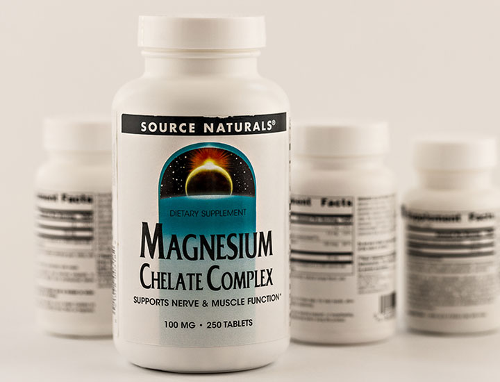 Magnesium pills on the counter.