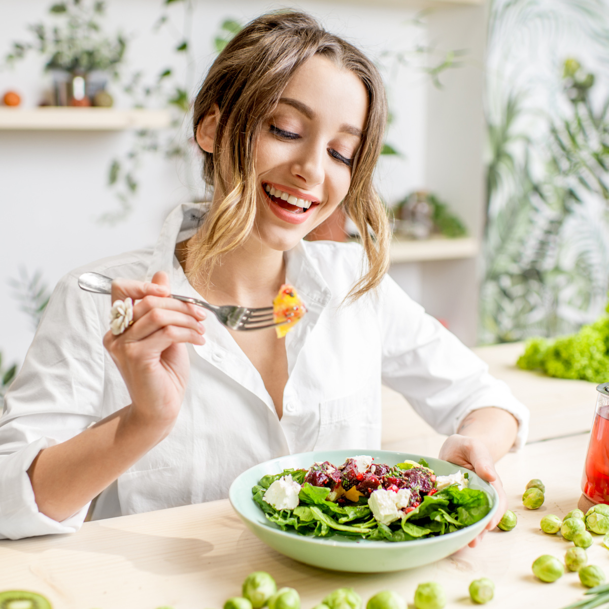 Woman eating.