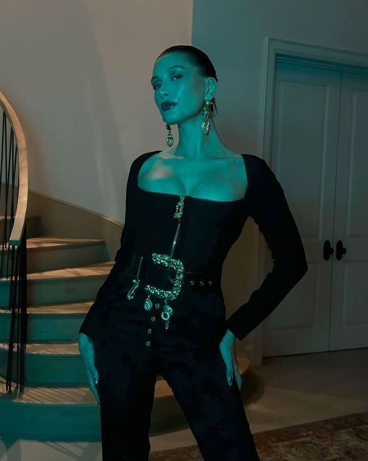 Hailey Bieber Schiaparelli bustier Instagram