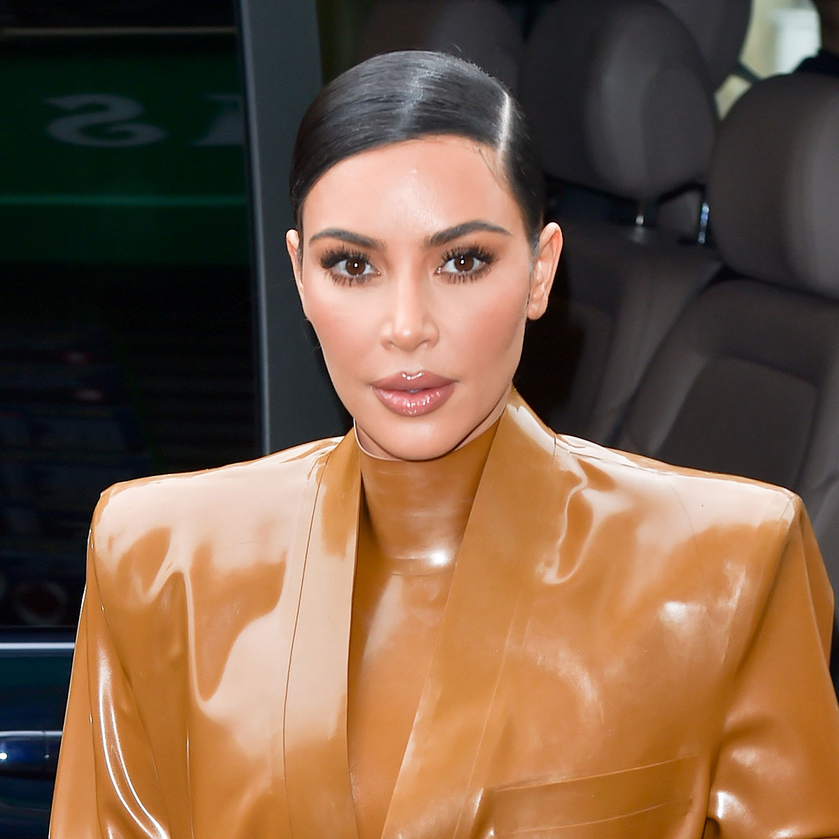 Kim Kardashian Wore a Black Chanel Crop Top, Leather Pants and