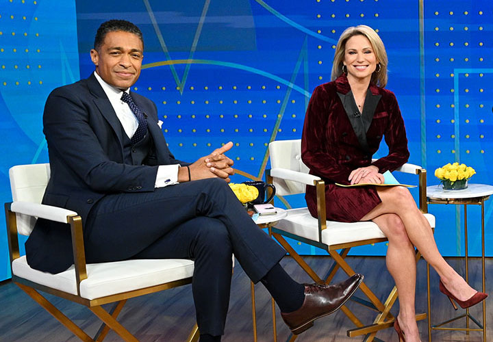 TJ Holmes Amy Robach on set