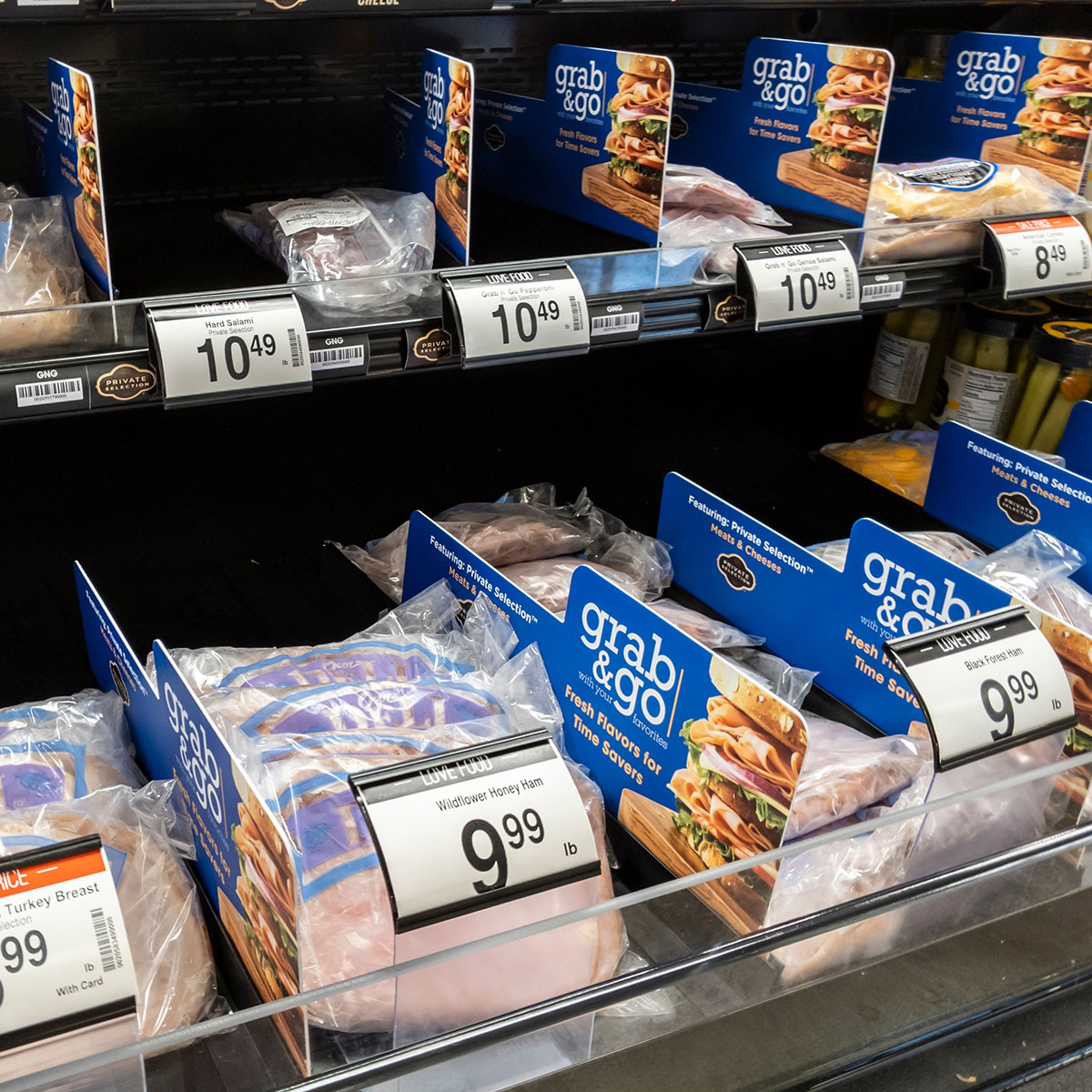 deli meat packages at grocery store