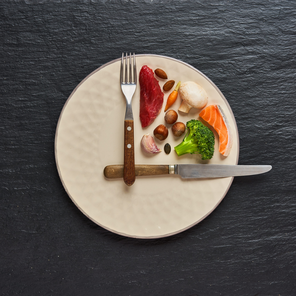 A plate designed to look like a clock.