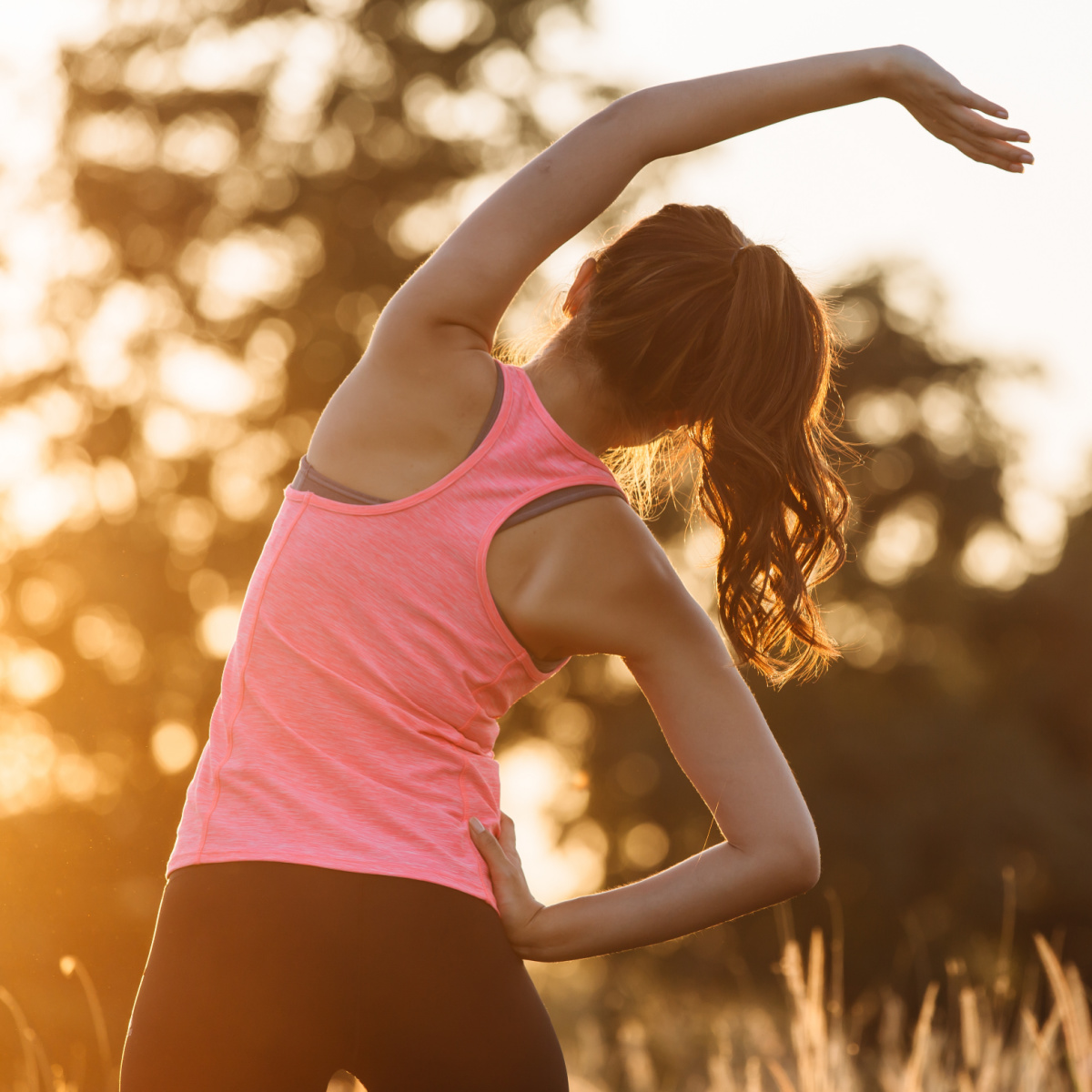 Woman stretching.