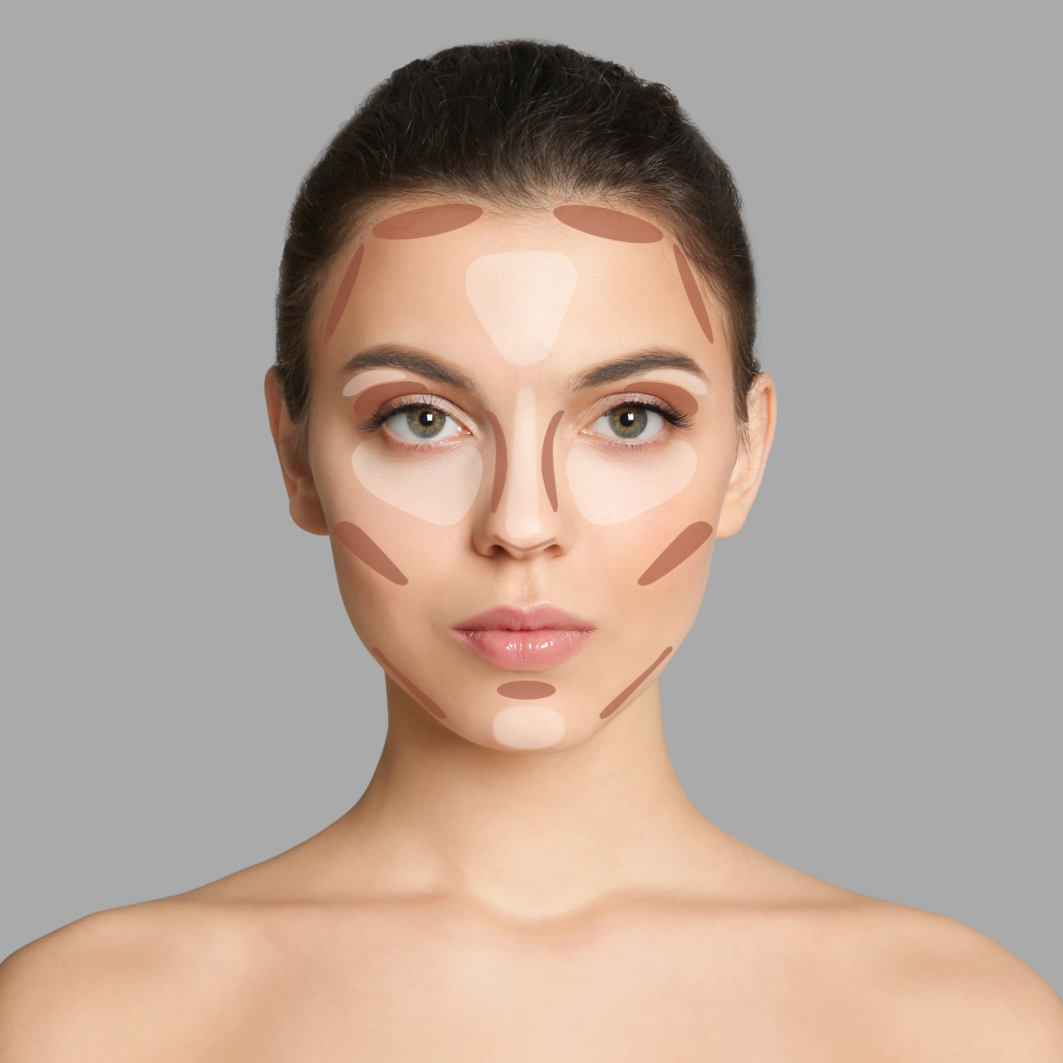 Woman with contour makeup on.