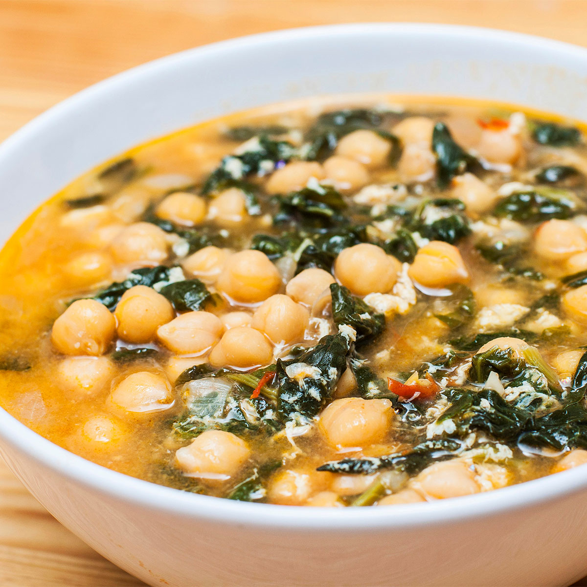 soup with chickpeas and spinach
