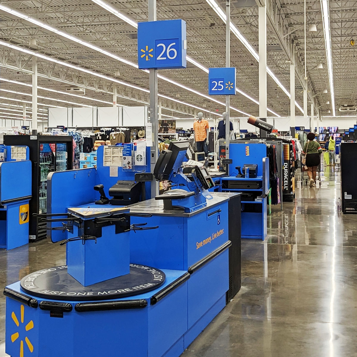 walmart checkout aisle store inside registers