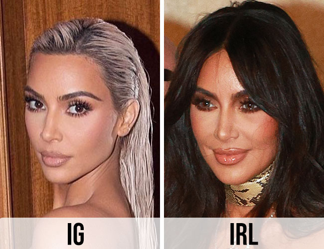 Kim Kardashian Instagram v reality before and after