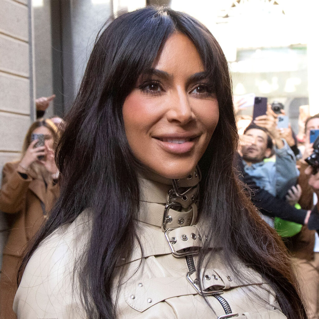 Kim Kardashian covers up in long skirt and embroidered coat