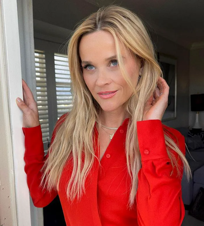 Reese Witherspoon glam Instagram selfie red Your Place or Mine promo