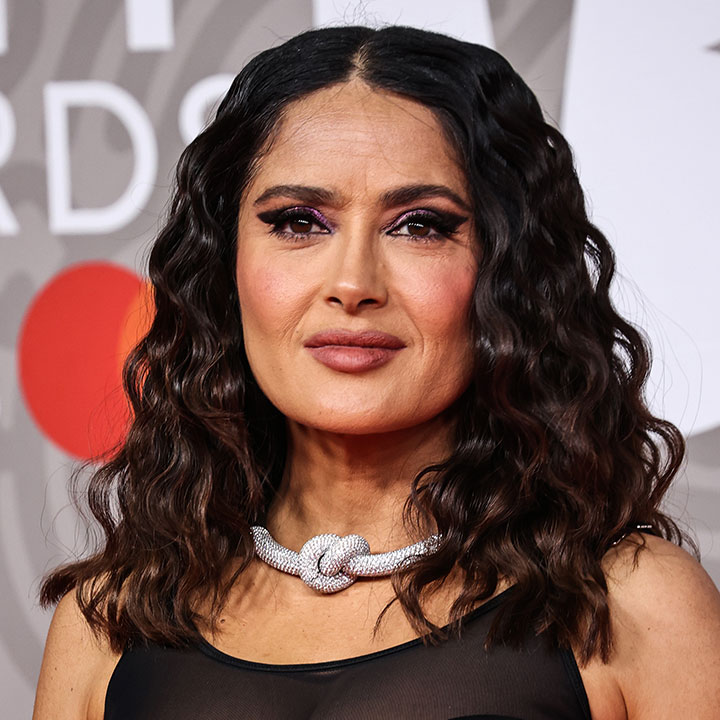 Salma Hayek Wore a Fishnet Dress with Black Lingerie on the Red Carpet