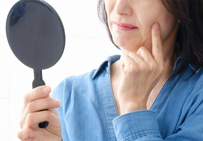 "Close-up of aging skin"