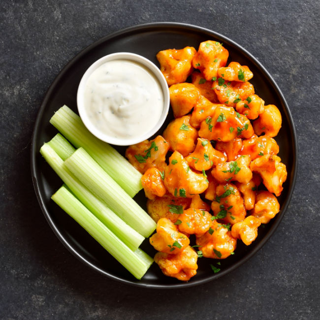 buffalo cauliflower with side of ranch and celery