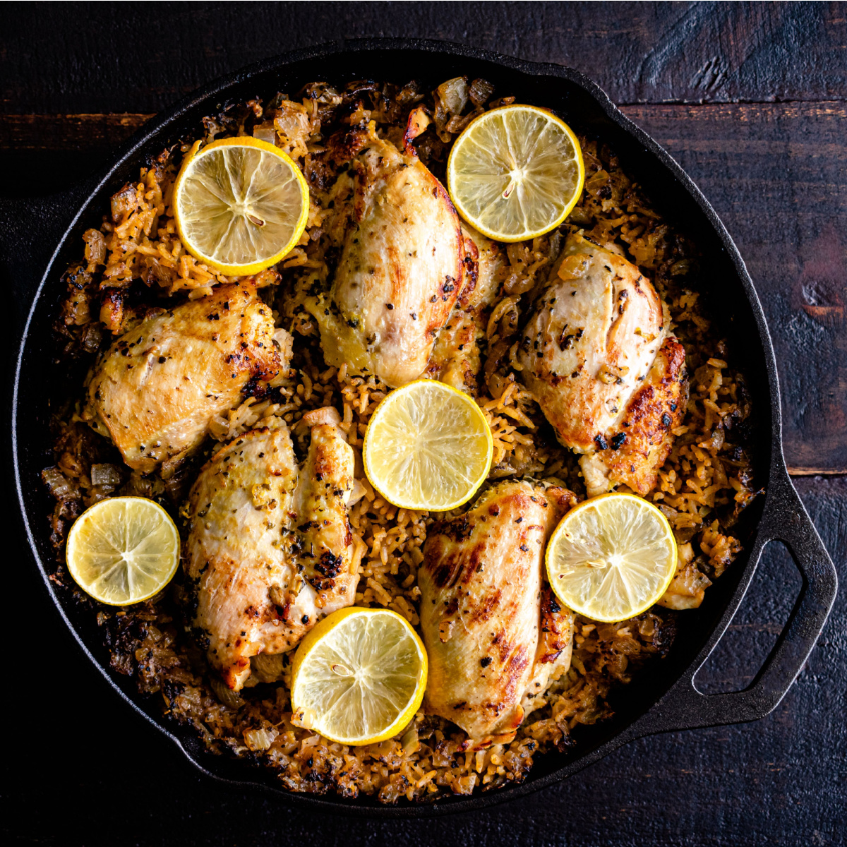 lemon chicken rice skillet