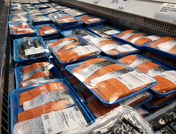 Salmon in grocery store.
