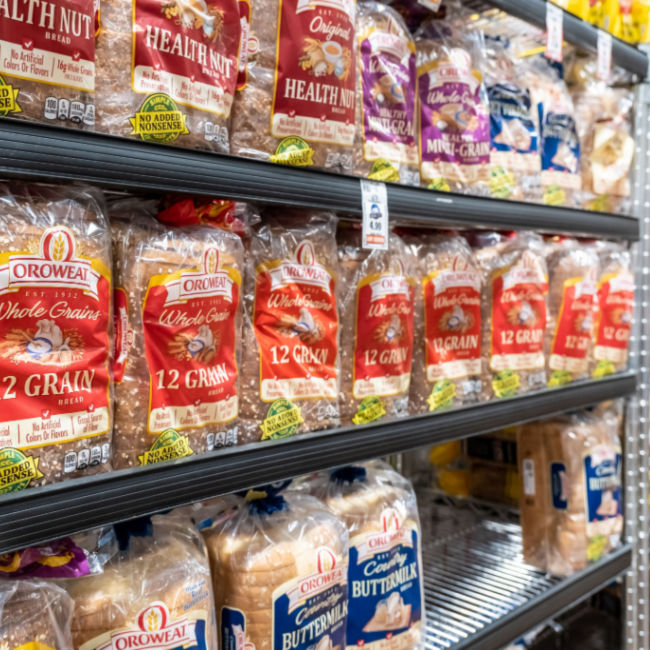 whole wheat bread in grocery store