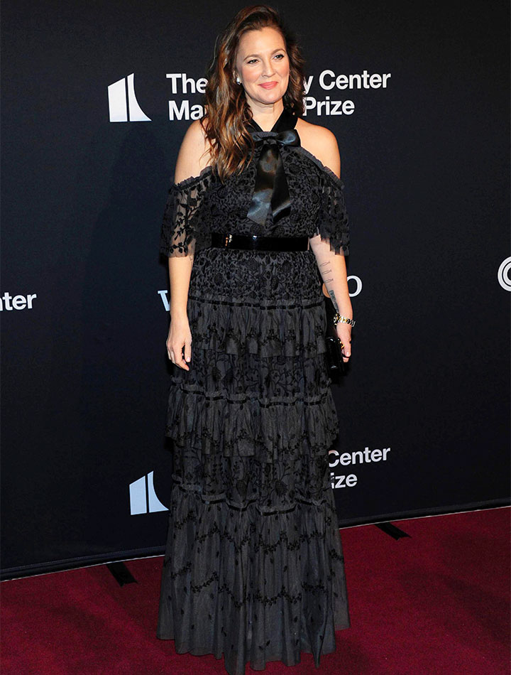 Drew Barrymore Needle and Thread black lace gown