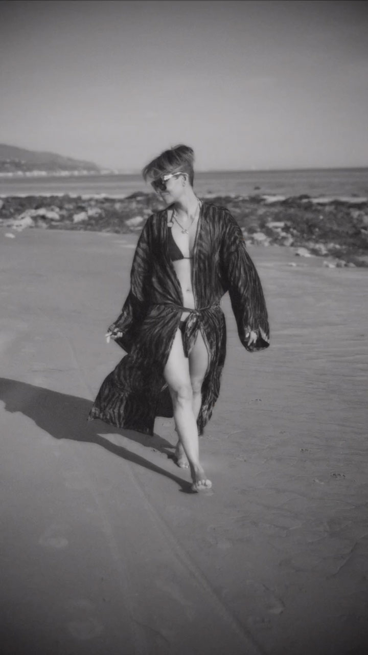 Halle Berry bikini beach Instagram video black and white
