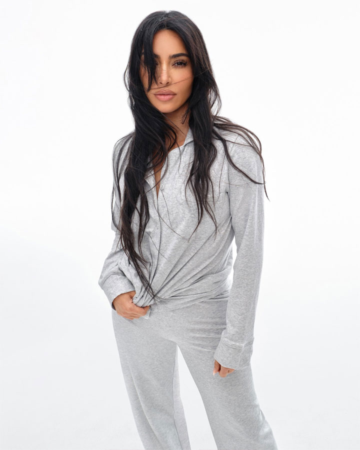 Kim Kardashian Skims sleepwear cotton sleep set in light feather grey