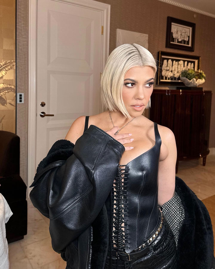 Kourtney Kardashian black corset Instagram picture lump on arm