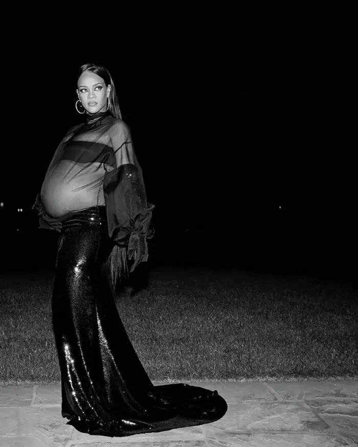 Rihanna sheer black Valentino Haute Couture dress Oscars after party 2022 Instagram