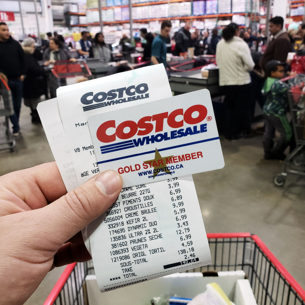 costco receipt cart store membership card