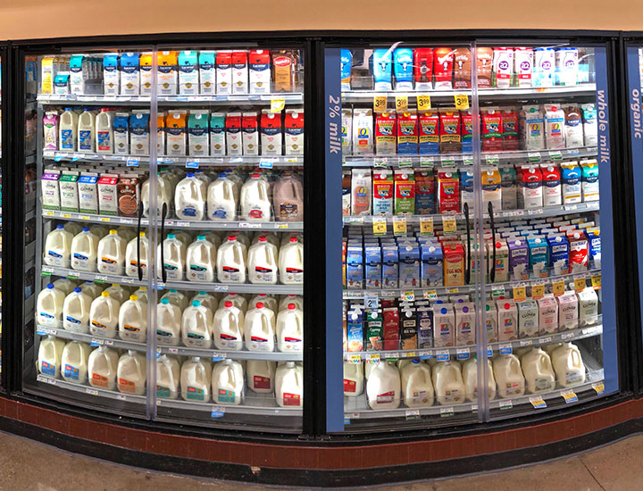 Grocery store milk aisle