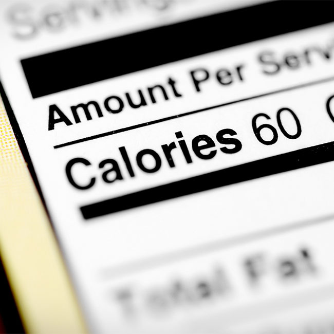 nutrition label that shows 60 calories