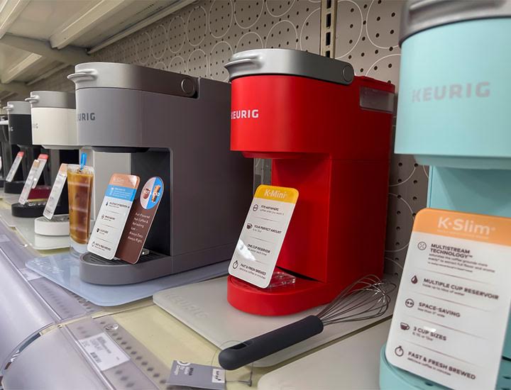 Coffee makers on sale at a Target store