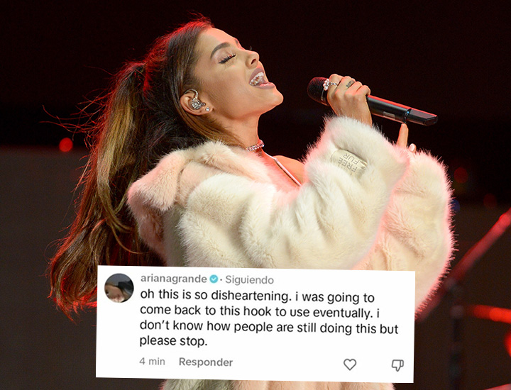 Ariana Grande performing white coat TikTok comment