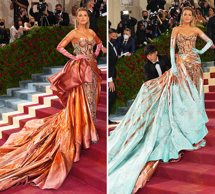 Blake Lively 2022 Met Gala Statue of Liberty Versace dress
