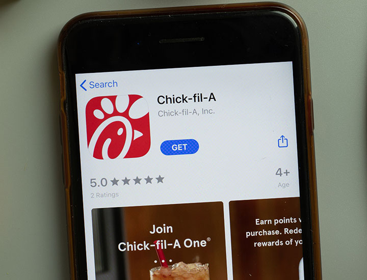 Photo of Chick-fil-A app in App store on iPhone