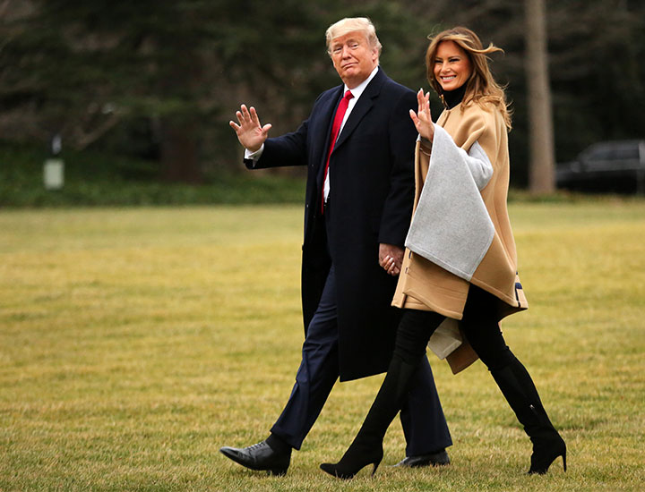 Donald Trump Melania Trump walking White House lawn