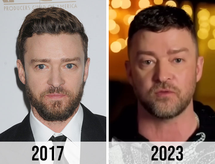 Justin Timberlake before and after 2017 to 2023