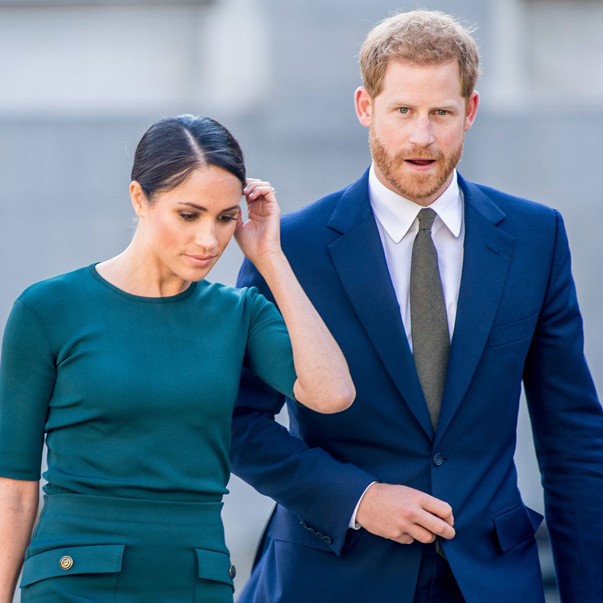 meghan markle teal dress prince harry blue suit public duty