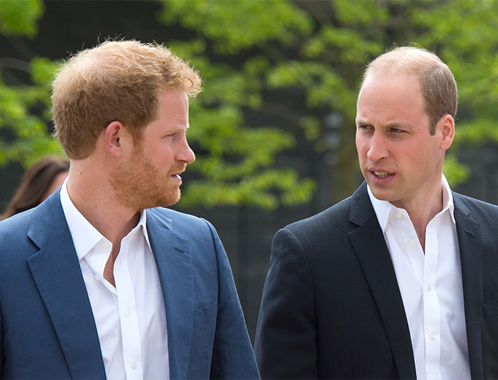 Prince Harry and Prince William looking at each other