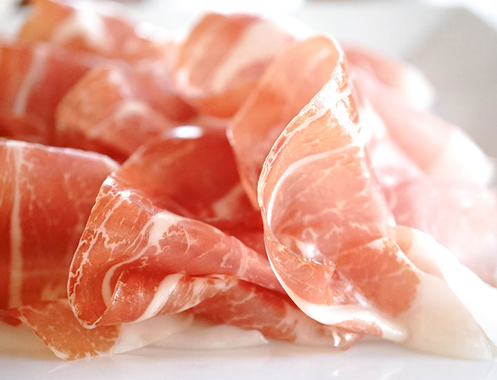 Close up of prosciutto