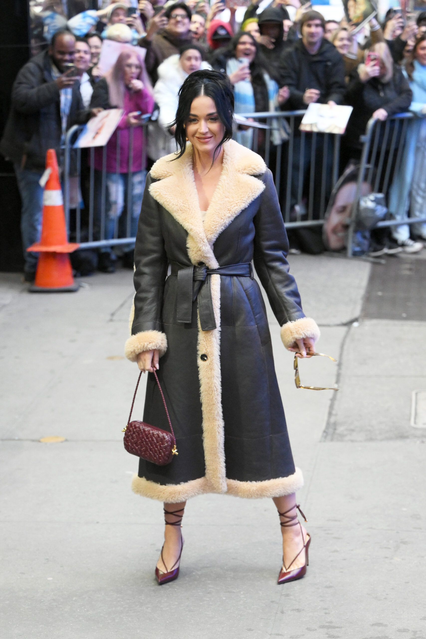Katy Perry wearing a fur coat