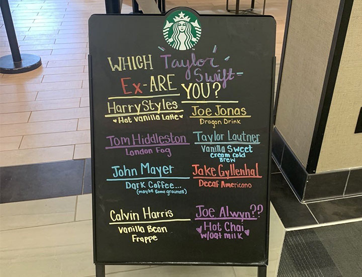 Starbucks drinks listed as Taylor Swift's ex-boyfriends