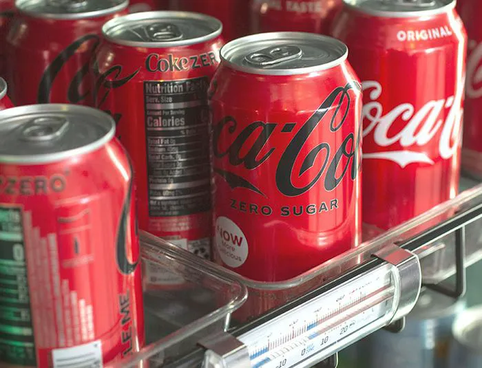 Zero sugar Coco Cola on a shelf