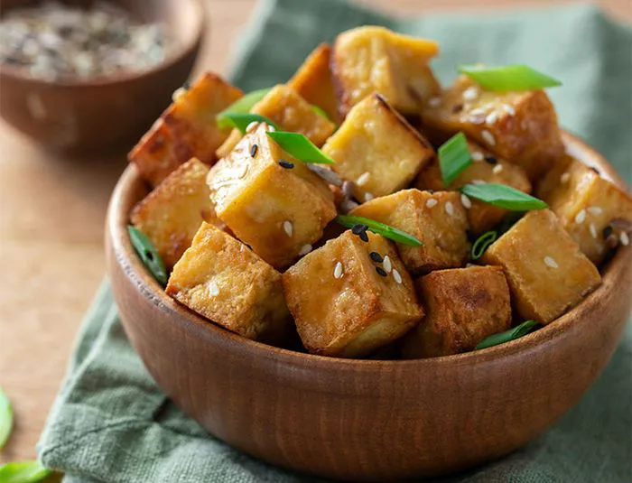 Bowl of marinated tofu