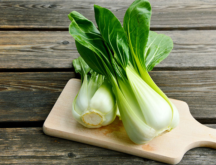 Bok choy on a cutting board