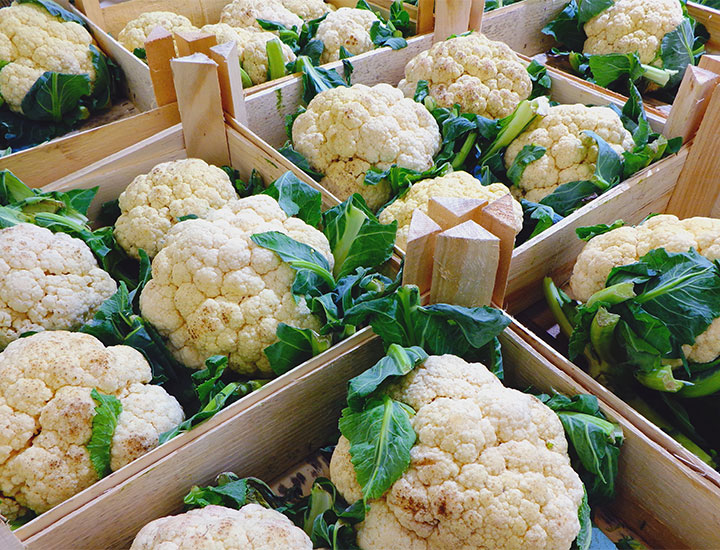 Boxes of cauliflower