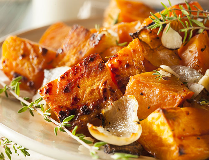 Cooked sweet potato on a plate